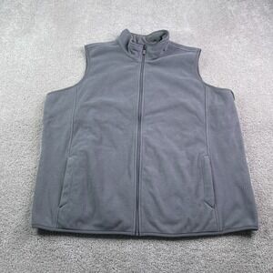 Lands End Vest Womens 2X Grey Fleece Windblock Full Zip Pockets Outdoors
